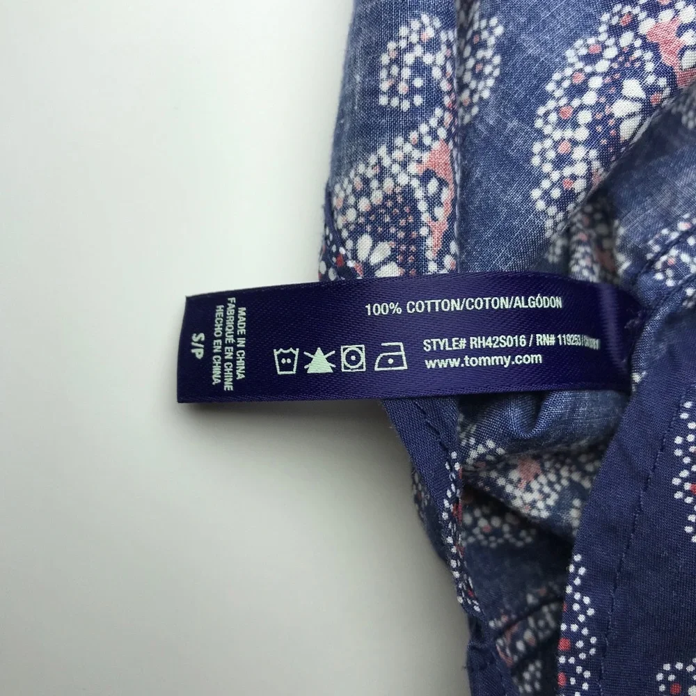 Tommy Hilfiger Pearl Snap Paisley Long Sleeve Sleep Shirt in Blue S - Picture 4 of 6